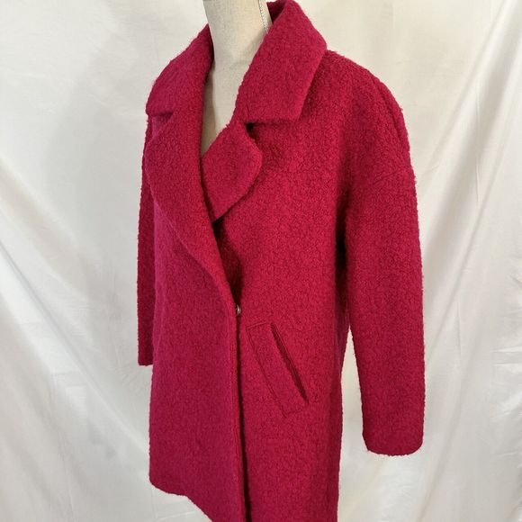 Betsey Johnson Pink Teddy Faux Fur Boucle Cocoon Coat Sz MEDIUM - Picture 4 of 10